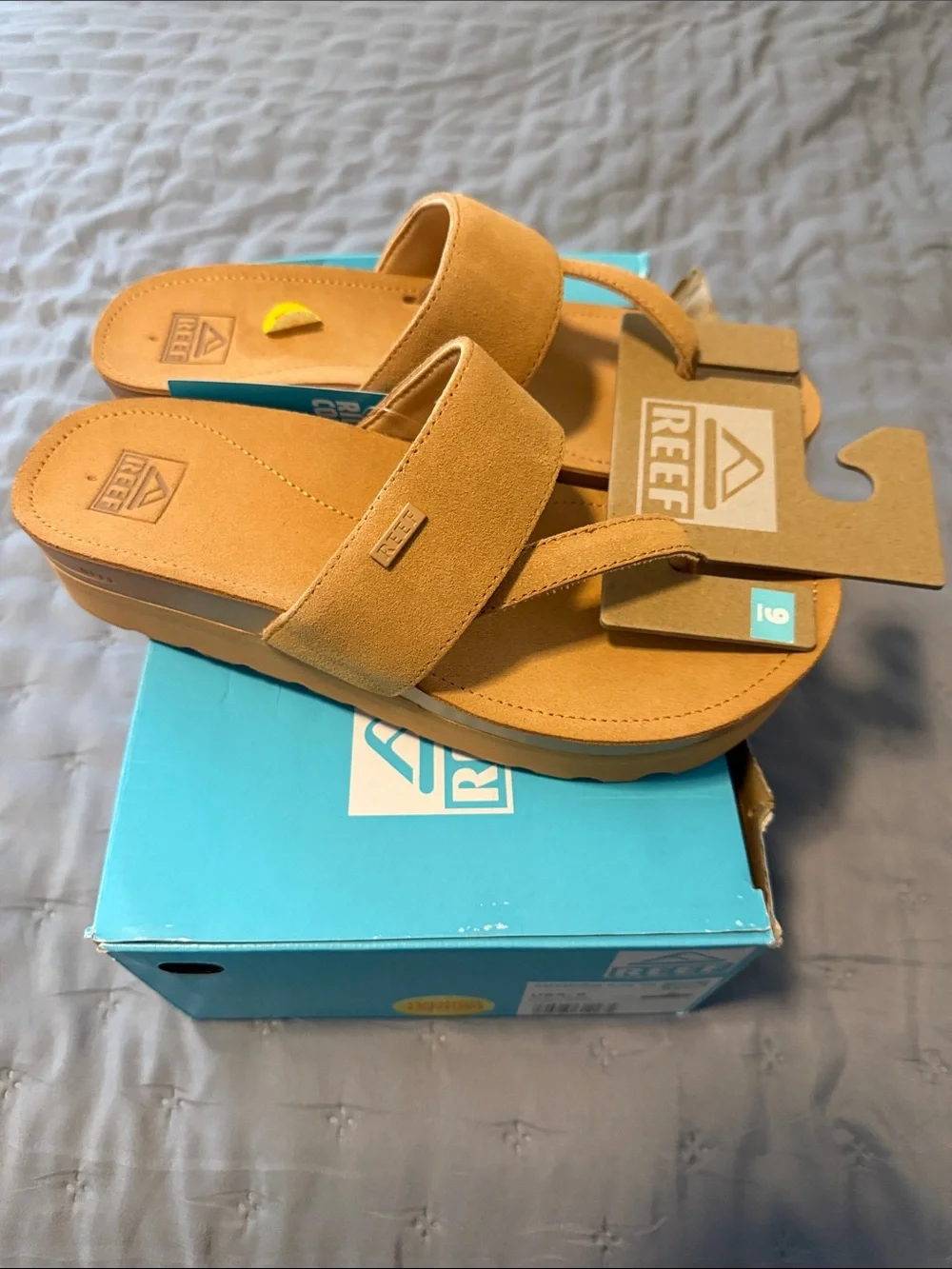 Reef Brown Suede Platform Thong Sandals